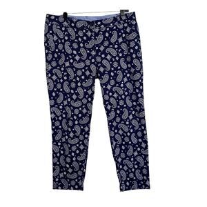 Talbots The Weekend Chino Pants Womens 14p Khaki Crop Ankle Navy Blue White